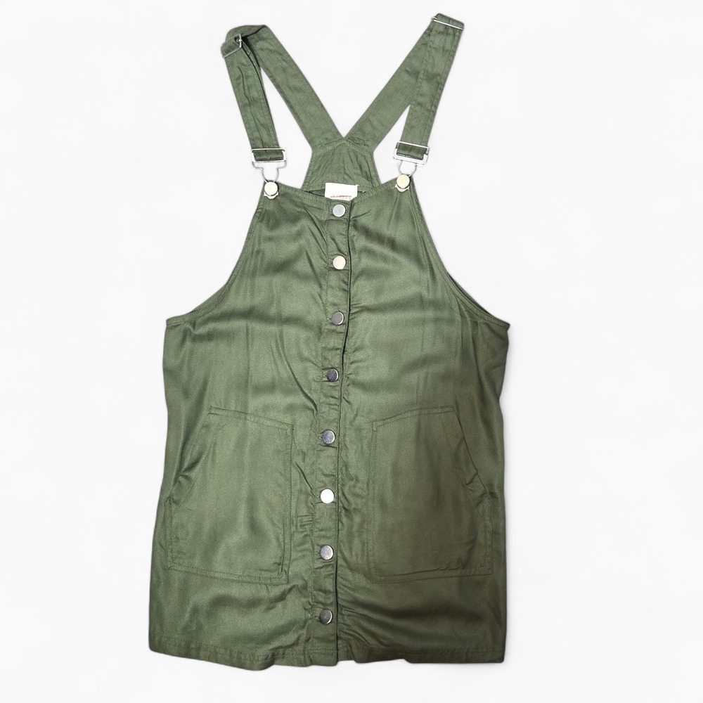 Harper Heritage Francesca's Rayon Overall Dress Moss Green S Casual Utility NWT